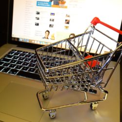 Shopping cart on a laptop