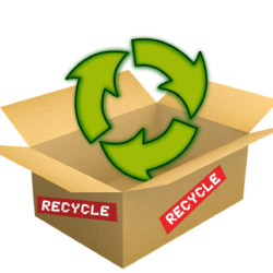 Recycling logo outside of a box